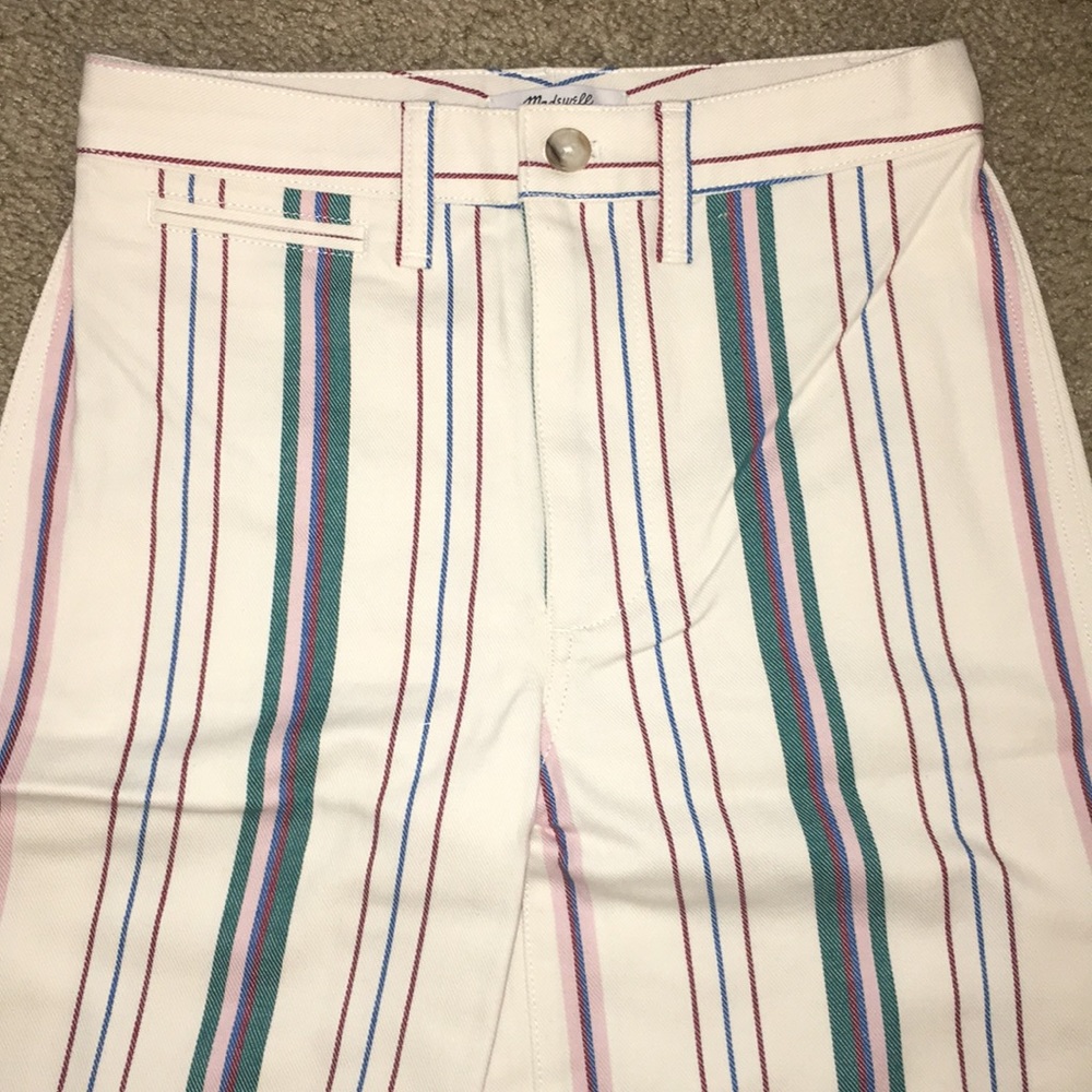 Madewell Wide Leg High Waist Stripe Crop Pants 25P - Picture 7 of 11